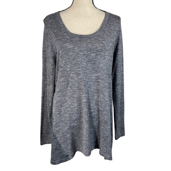 J. Jill Large Knit Tunic Top Long Sleeve Marled Hi-Low Hem Stretch Scoop Neck - Picture 1 of 9